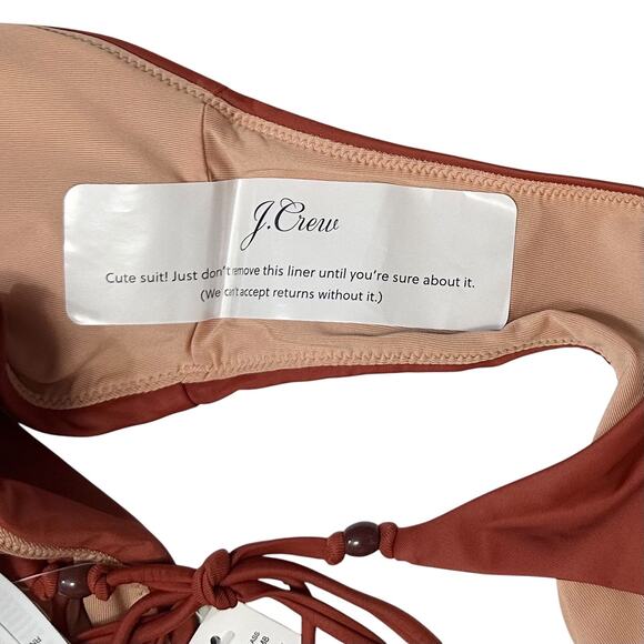 2/$15 NWT J. Crew Curved-Waist Cheeky String Bikini Bottom Beaded Brown Size M - Picture 3 of 8
